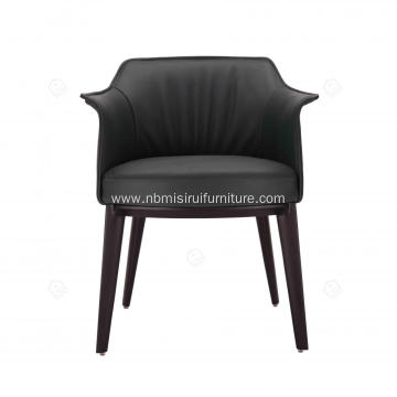Italian minimalist black leather single Archibald chairs